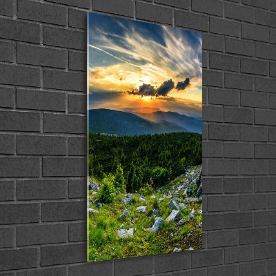 Wall art on glass Panorama of the mountains