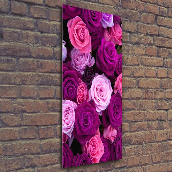 Wall art on glass Pink roses