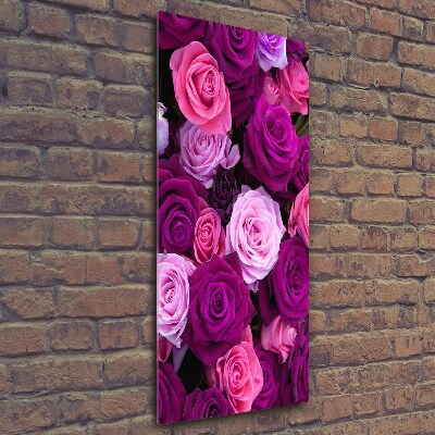 Wall art on glass Pink roses