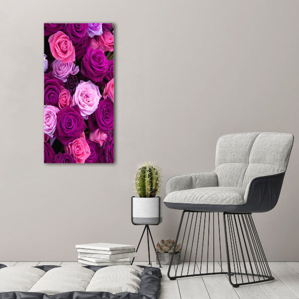 Wall art on glass Pink roses