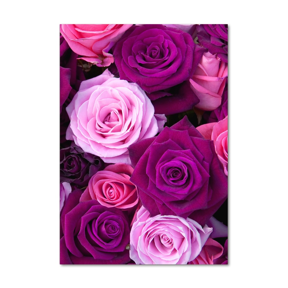 Wall art on glass Pink roses