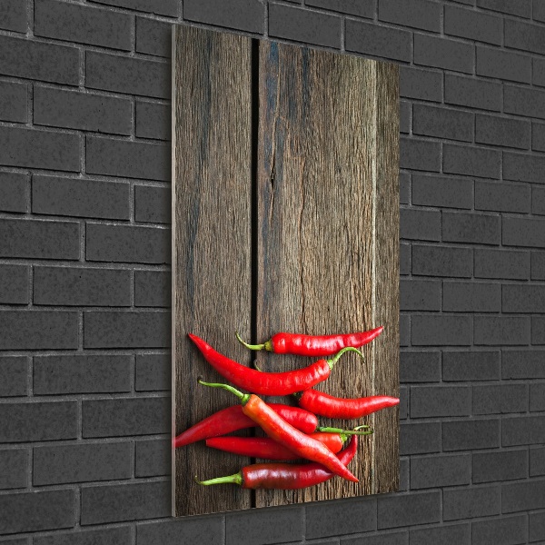 Glass picture wall art Chilli peppers