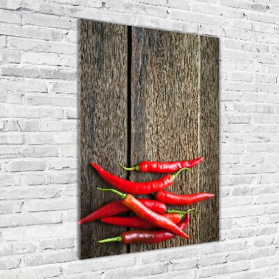 Glass picture wall art Chilli peppers