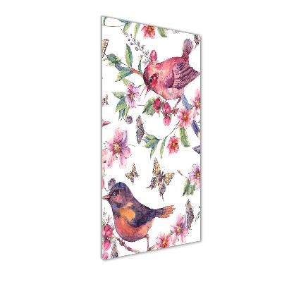 Print on a a glass Birds butterflies flowers