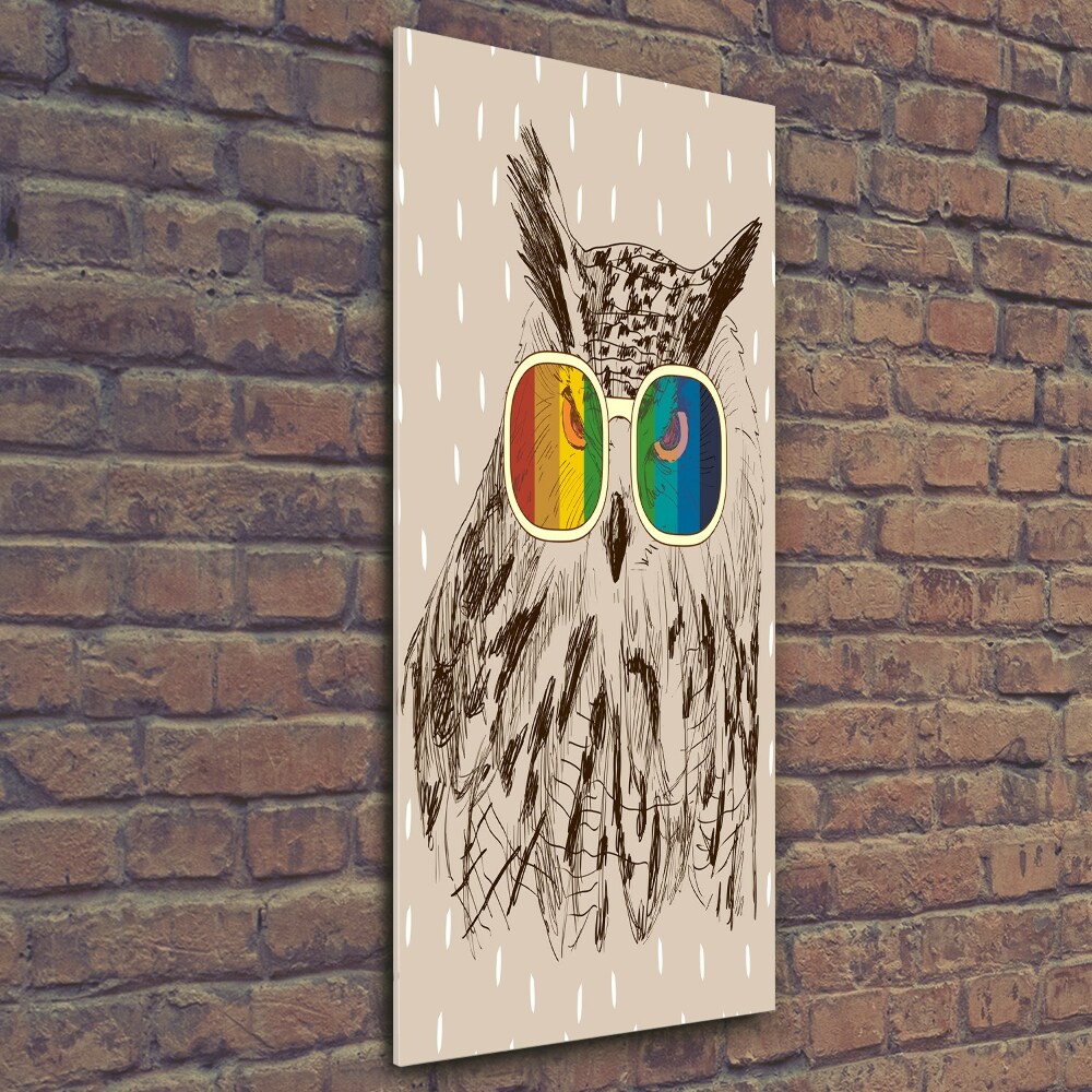 Glass art picture Owls with glasses