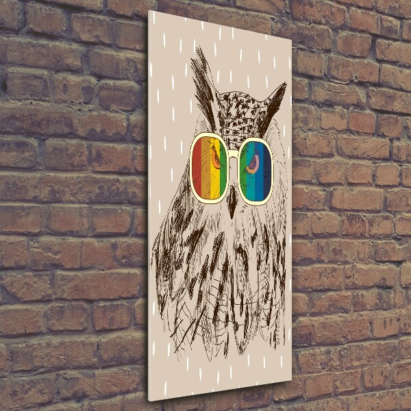 Glass art picture Owls with glasses