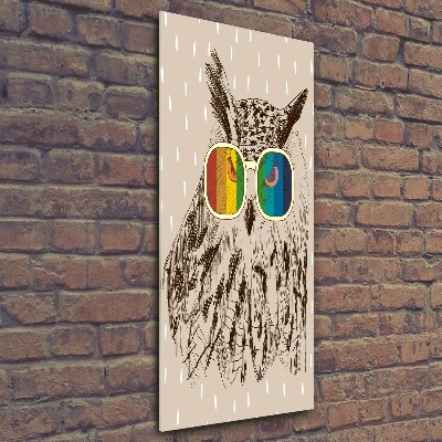 Glass art picture Owls with glasses