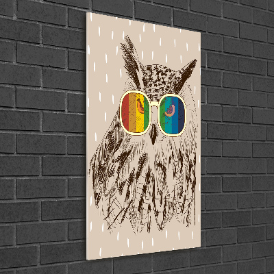 Glass art picture Owls with glasses