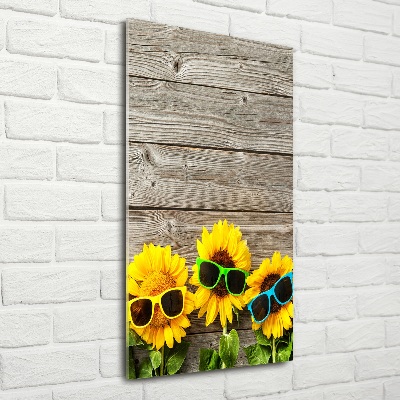 Wall art on glass Sunflowers glasses