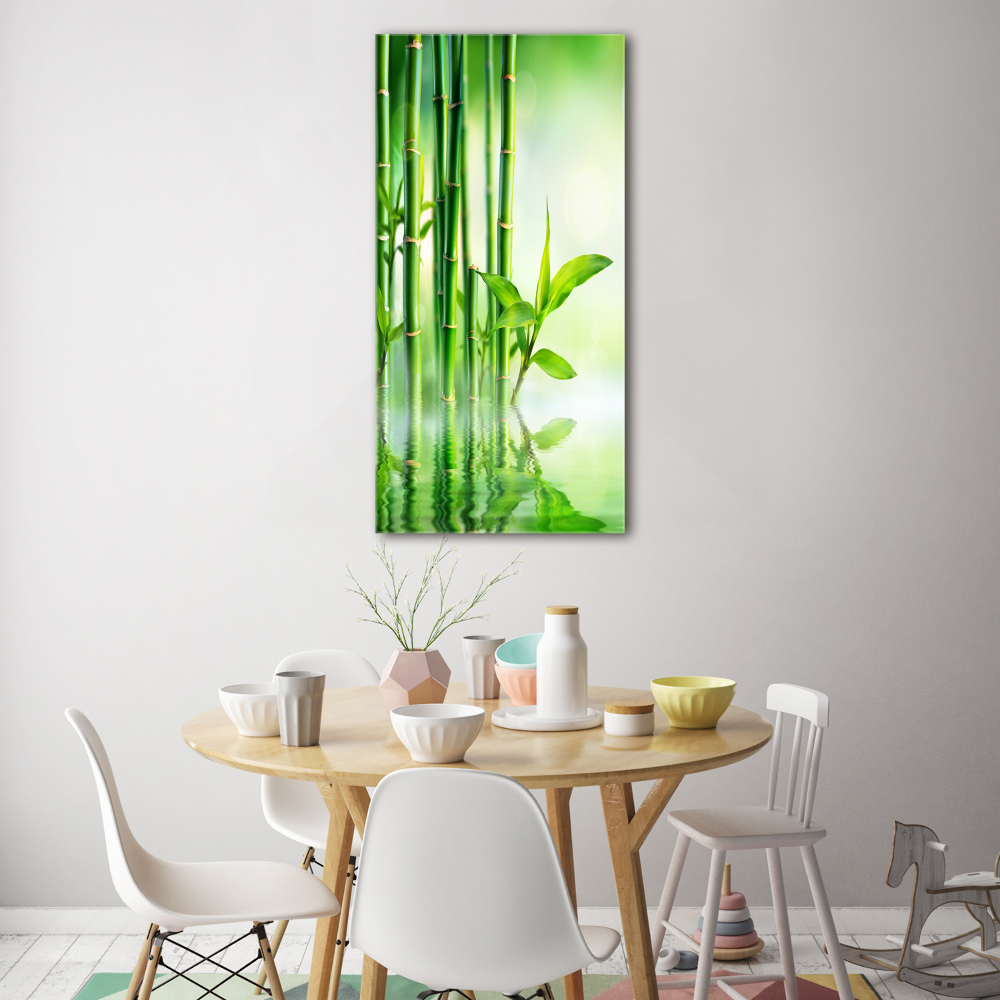 Wall art on glass Bamboo in water