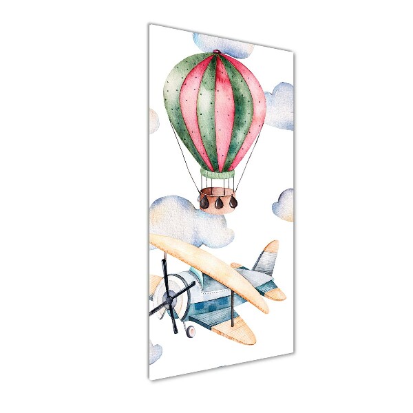 Wall art on glass Balloons and planes