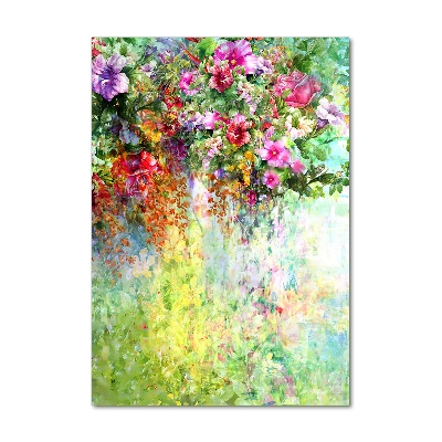 Glass wall art Colorful flowers