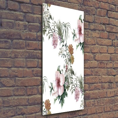 Glass picture wall art Tropical flowers