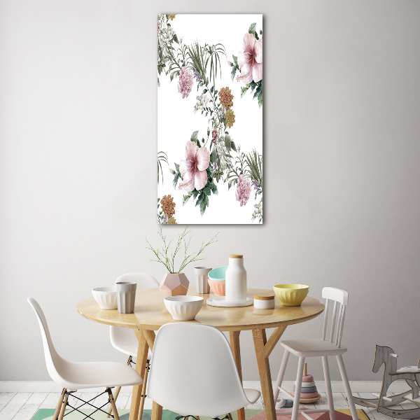 Glass picture wall art Tropical flowers