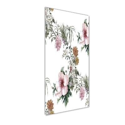 Glass picture wall art Tropical flowers