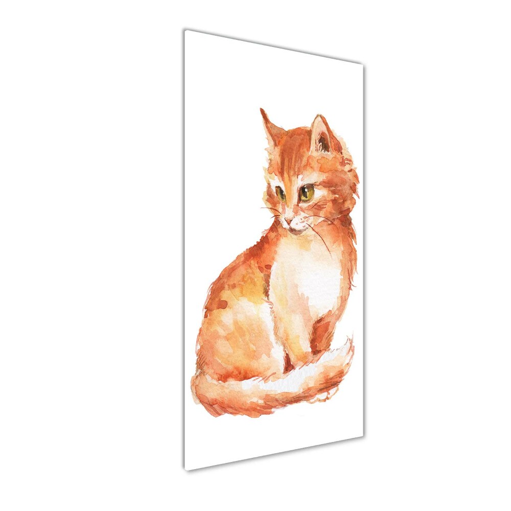 Glass art picture Red Cat