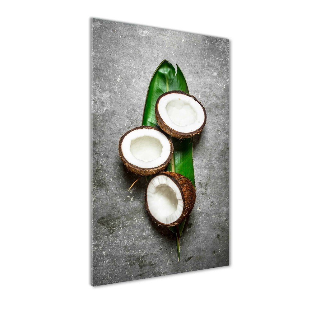 Photo printed on glass Coconut on the leaf