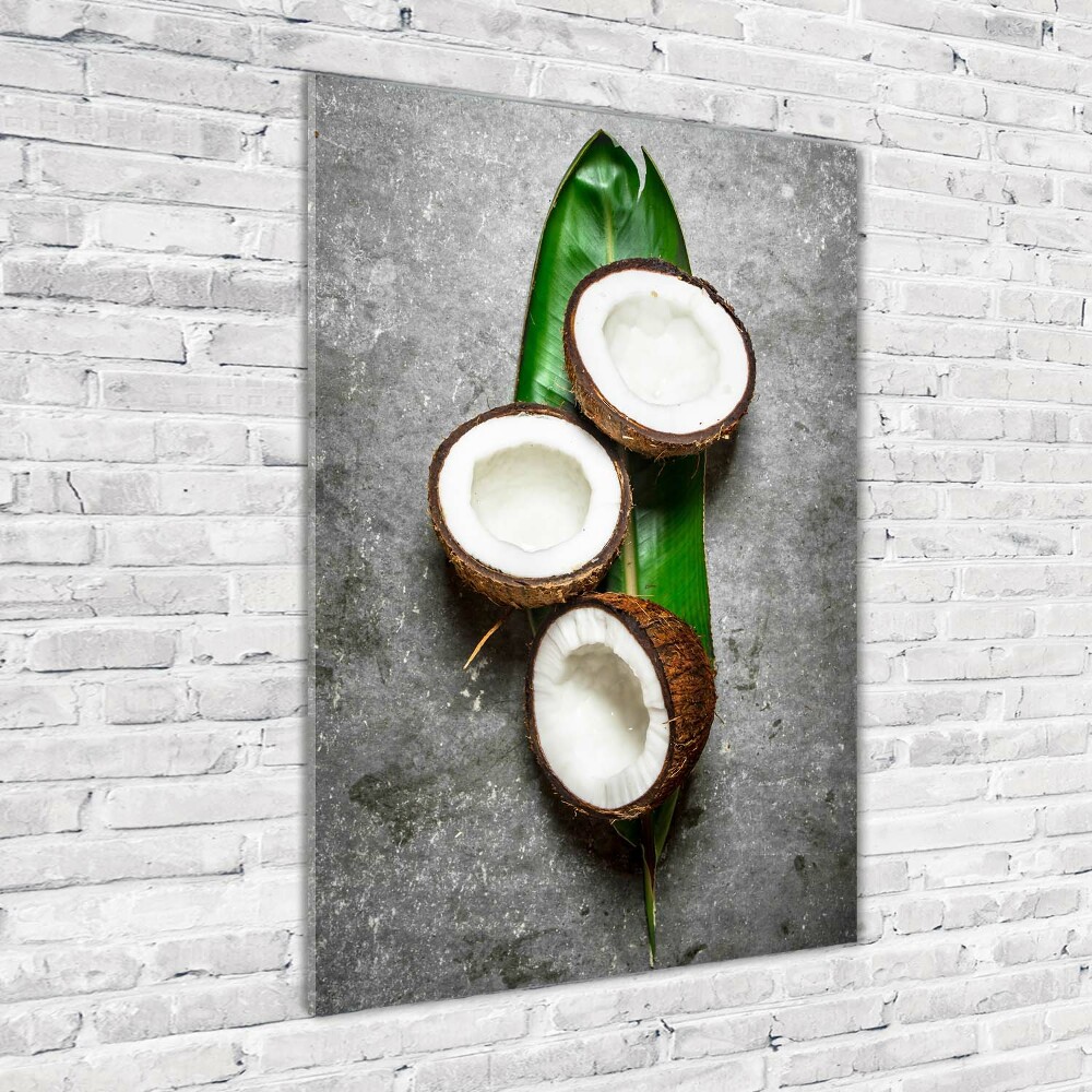 Photo printed on glass Coconut on the leaf