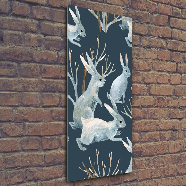 Glass wall art Rabbits