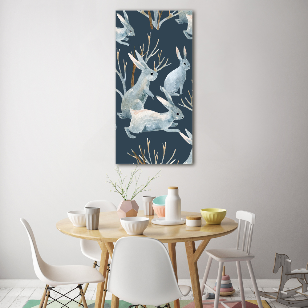 Glass wall art Rabbits