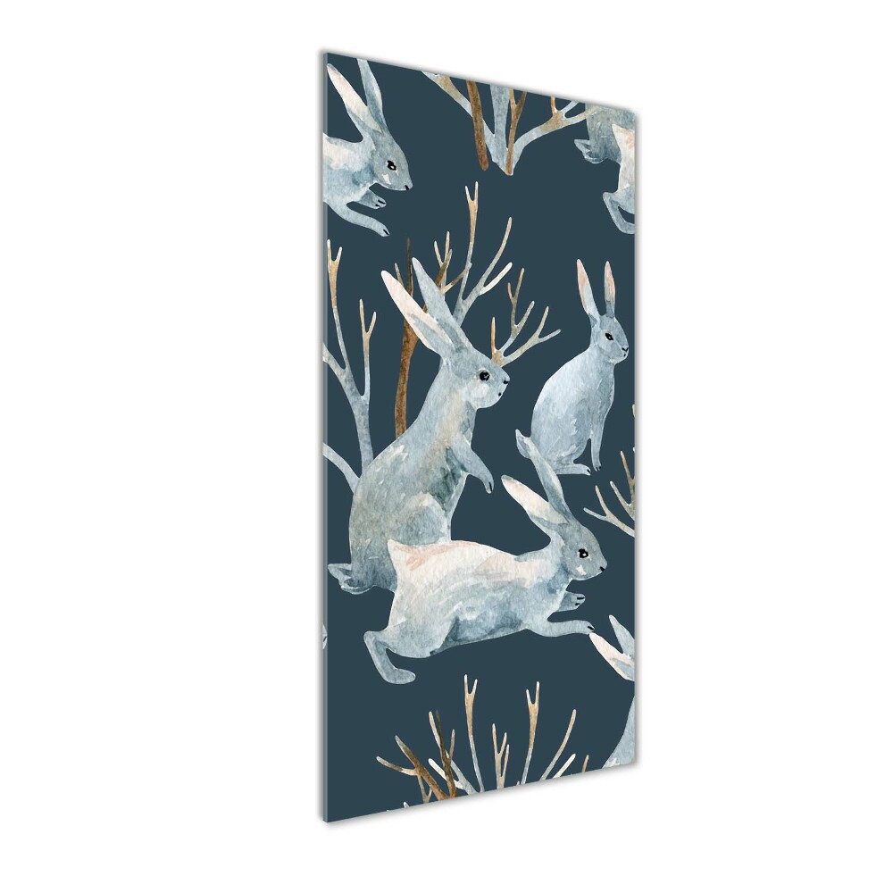 Glass wall art Rabbits