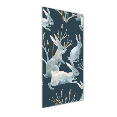 Glass wall art Rabbits