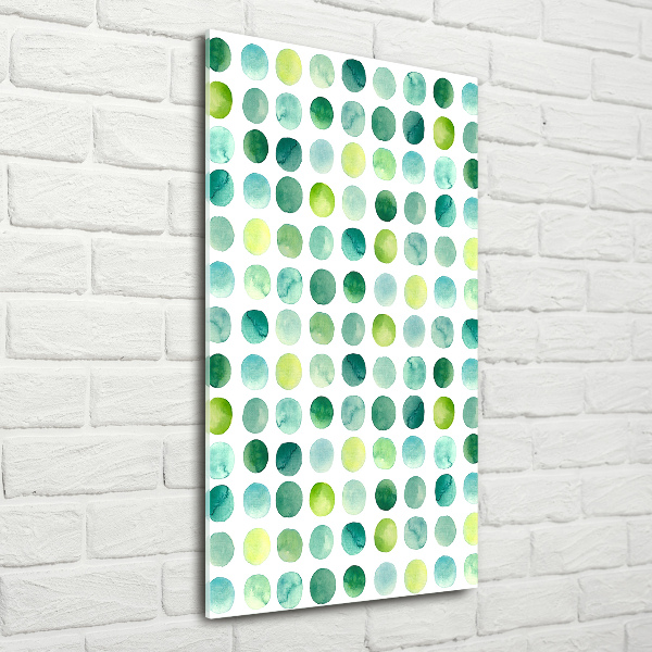 Glass picture wall art Green dots