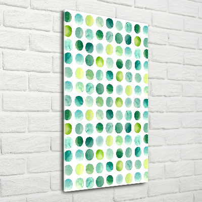 Glass picture wall art Green dots