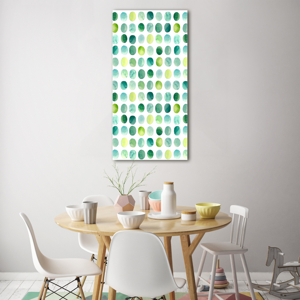 Glass picture wall art Green dots