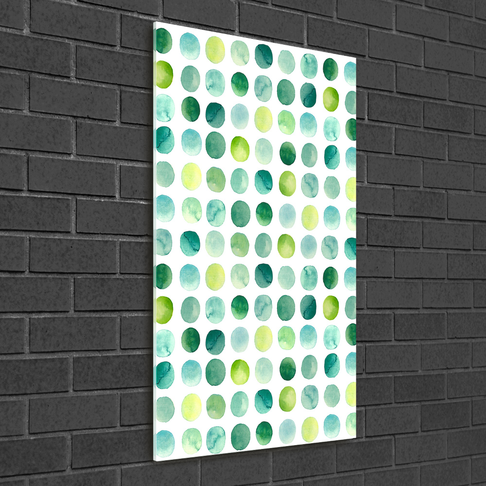 Glass picture wall art Green dots