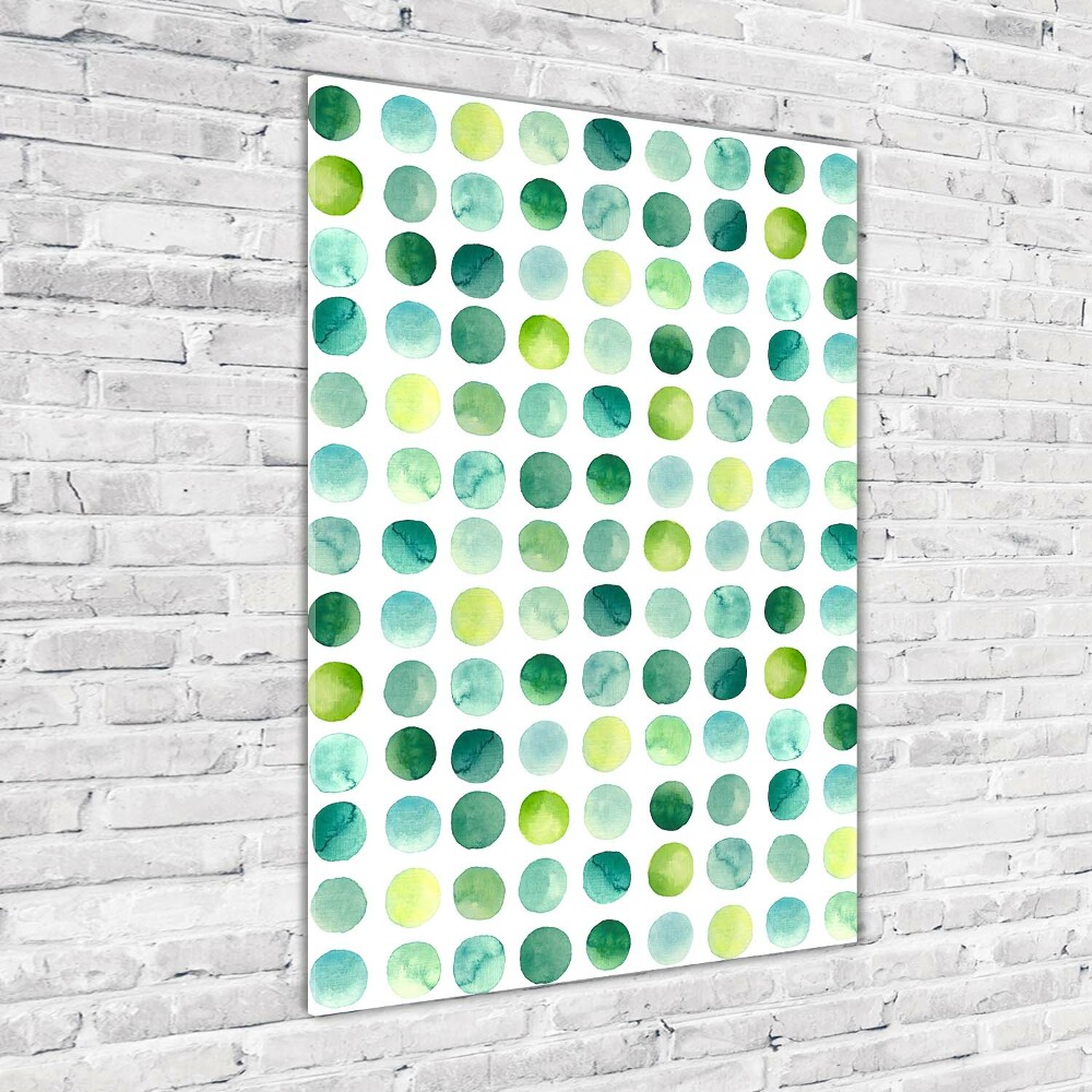 Glass picture wall art Green dots