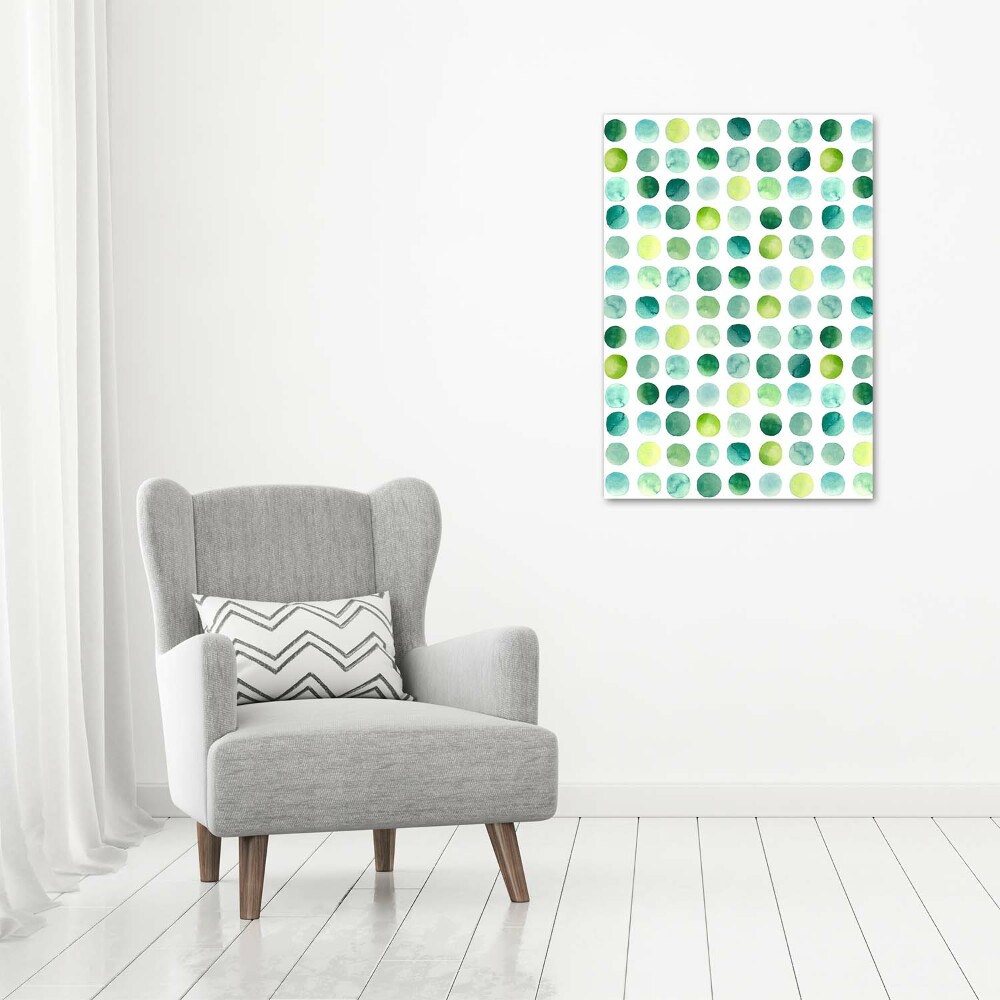 Glass picture wall art Green dots