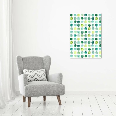 Glass picture wall art Green dots