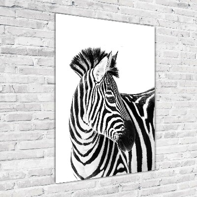 Wall art on glass Zebra in the snow