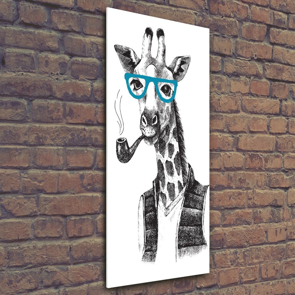 Glass wall art Giraffes with glasses