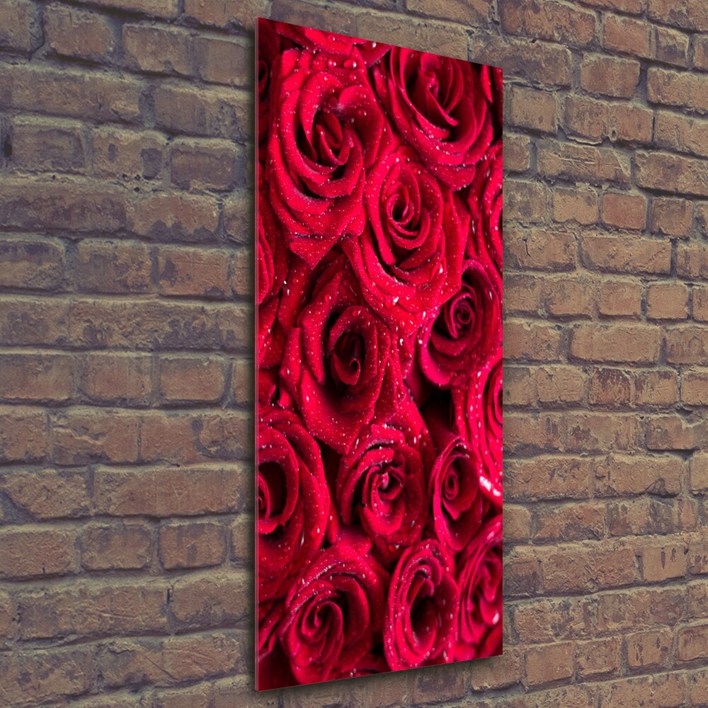 Wall art on glass Red roses