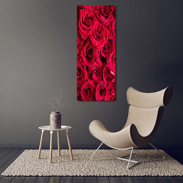 Wall art on glass Red roses