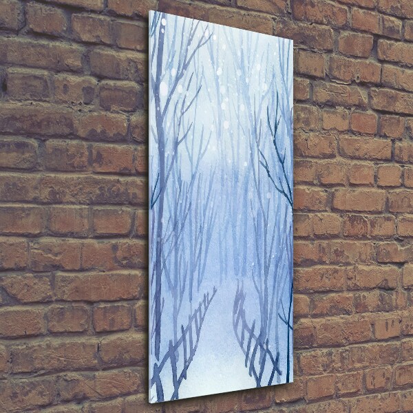 Print on a a glass Forest in winter