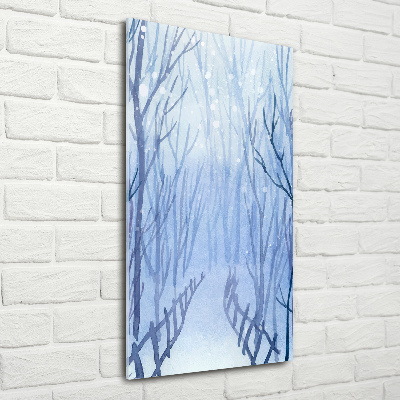 Print on a a glass Forest in winter