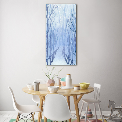 Print on a a glass Forest in winter