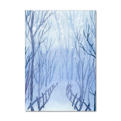 Print on a a glass Forest in winter