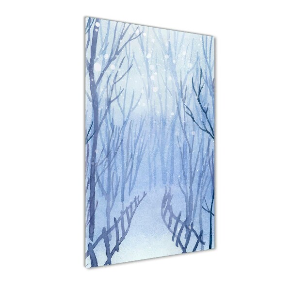 Print on a a glass Forest in winter