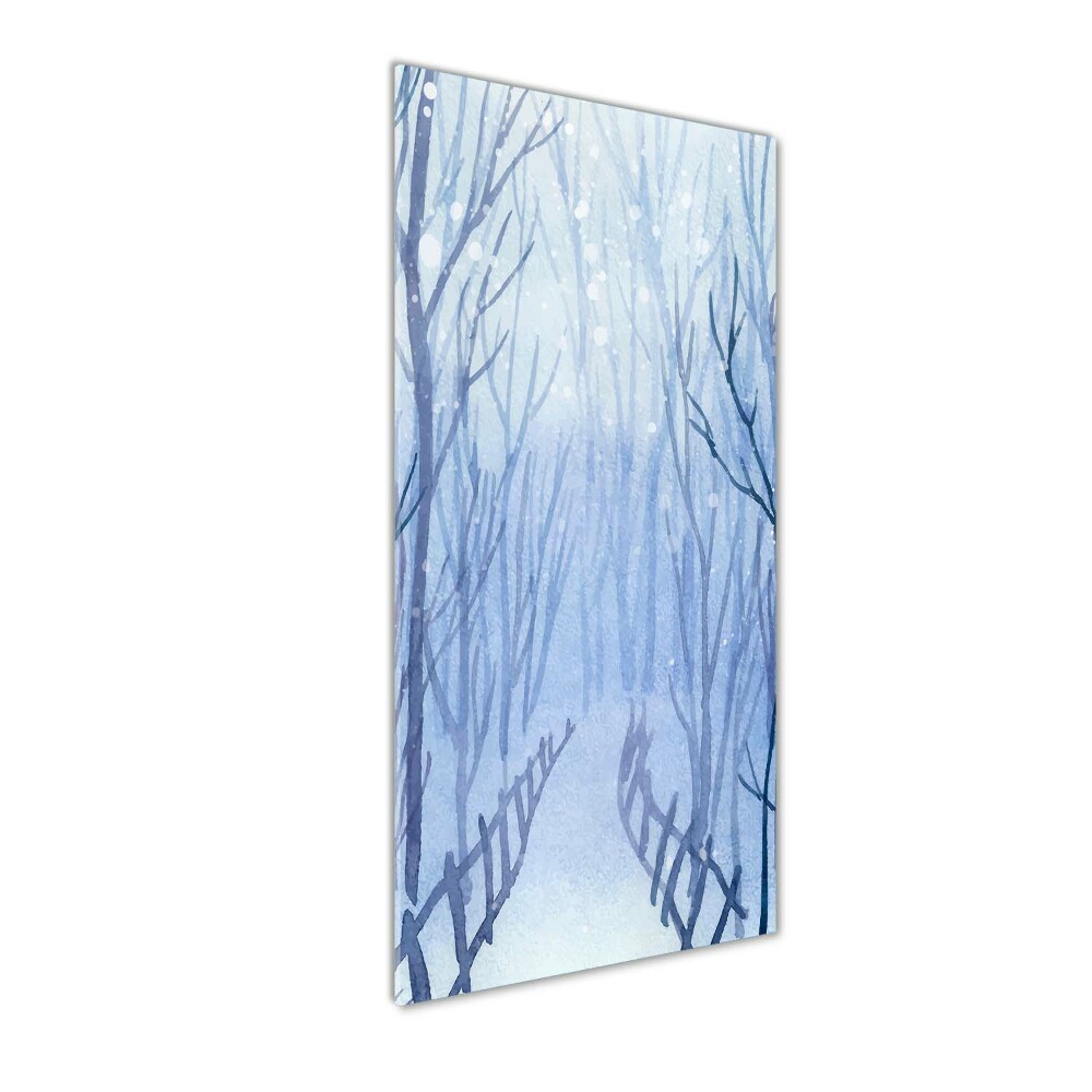 Print on a a glass Forest in winter