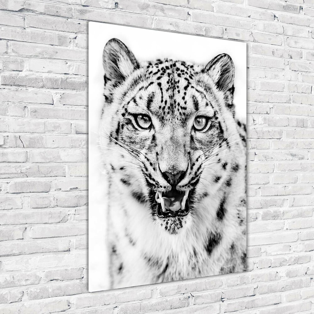 Wall art on glass Snow panther