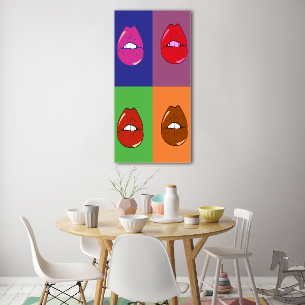 Glass wall art Colorful lips