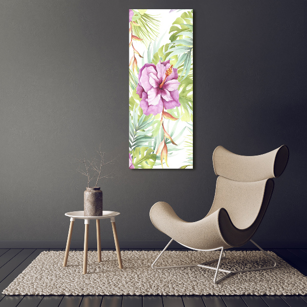 Printed glass wall art Hawaiian pattern