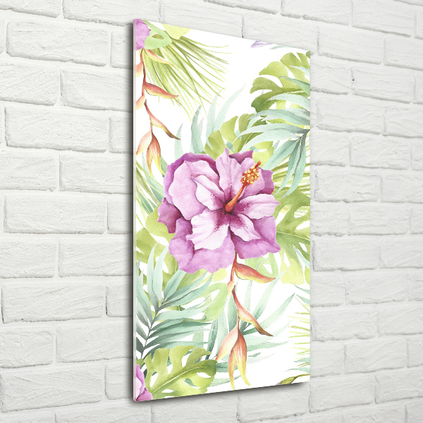 Printed glass wall art Hawaiian pattern