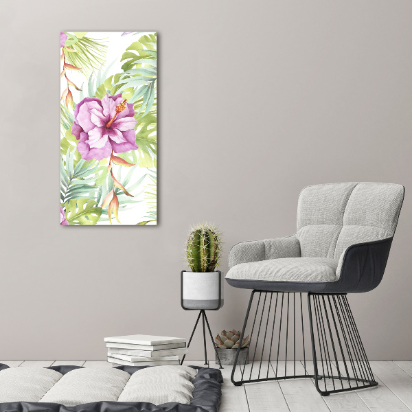 Printed glass wall art Hawaiian pattern