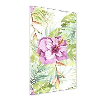 Printed glass wall art Hawaiian pattern