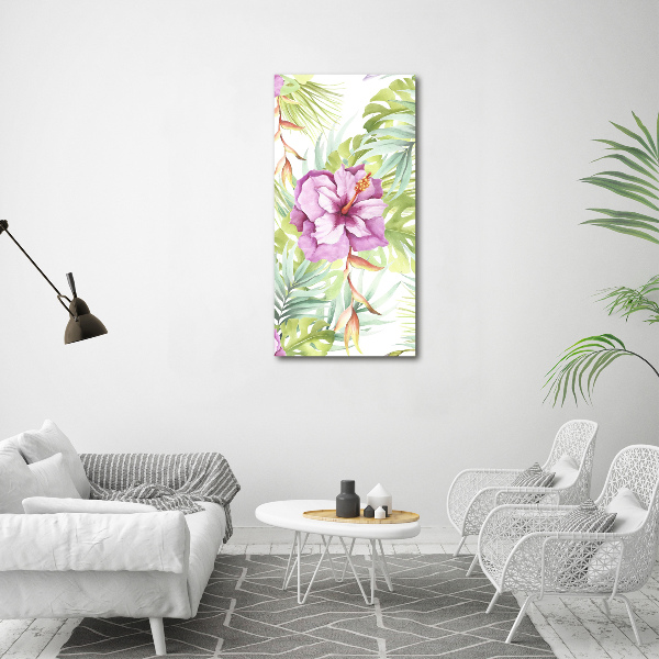 Printed glass wall art Hawaiian pattern